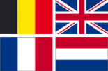 Flags of Belgium, UK, France and Netherlands